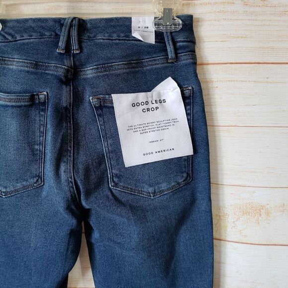 Good American Good Legs Crop Cotton/Elastane Stretchy Skinny Jeans Size 6/28 - Picture 4 of 8
